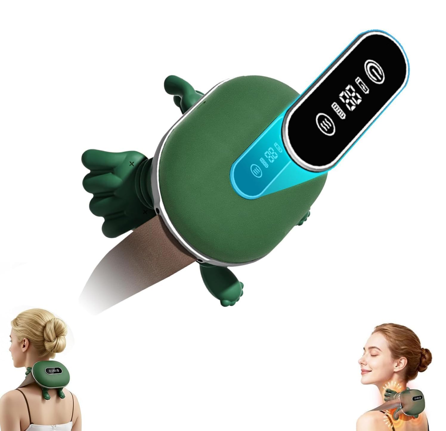 4d Nackenmassagegerät Kabellos, Elektrische Shiatsu NackenmassagegeräTe mit LED, Schulter Massagegerät mit Händen, 3 Massagestufen und 2 Heizstufen, für Zuhause, Büro, Reisen