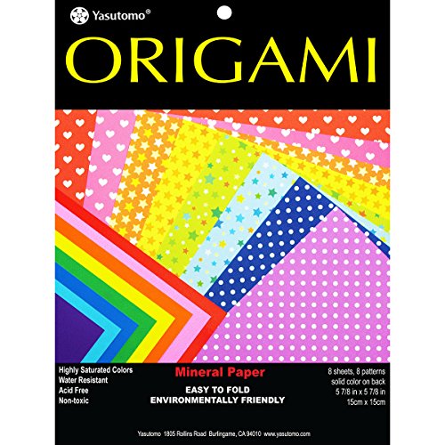 Yasutomo Fold 'EMS  Papel para Origami (8 Unidades), diseño de Lunares y sólidos, 5.875