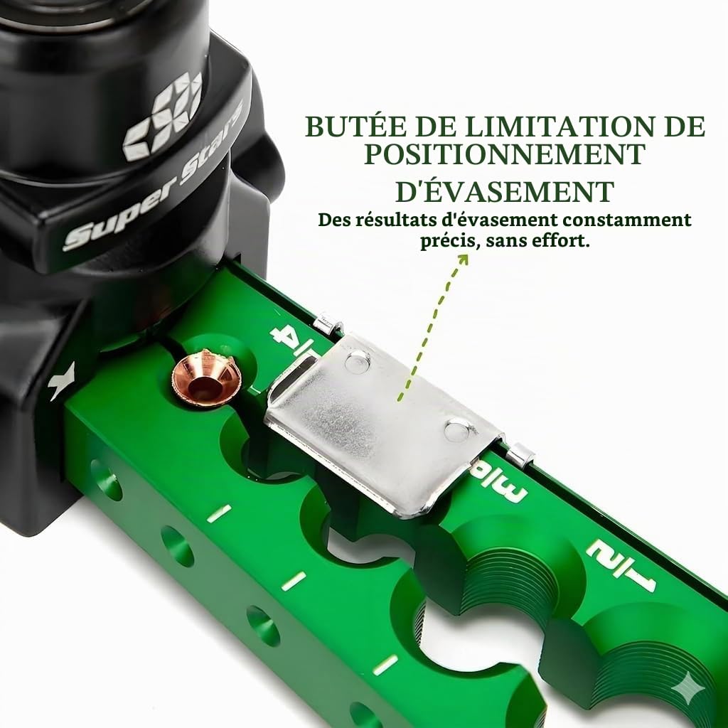 Kit d'outils d'évasement pour tubes de 0,6 cm à 1,9 cm - Kit d'outils d'évasement excentrique à 45° avec coupe-tuyau et outil d'ébavurage pour tuyaux en cuivre et aluminium - Réparation de