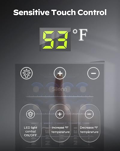 Miniatura 4 de Silonn Refrigerador de vino de 18 botellasrefrigerador de bebidas de gabinete mini bodega de vino para tinto blanco champán o vino espumoso 40f-61f