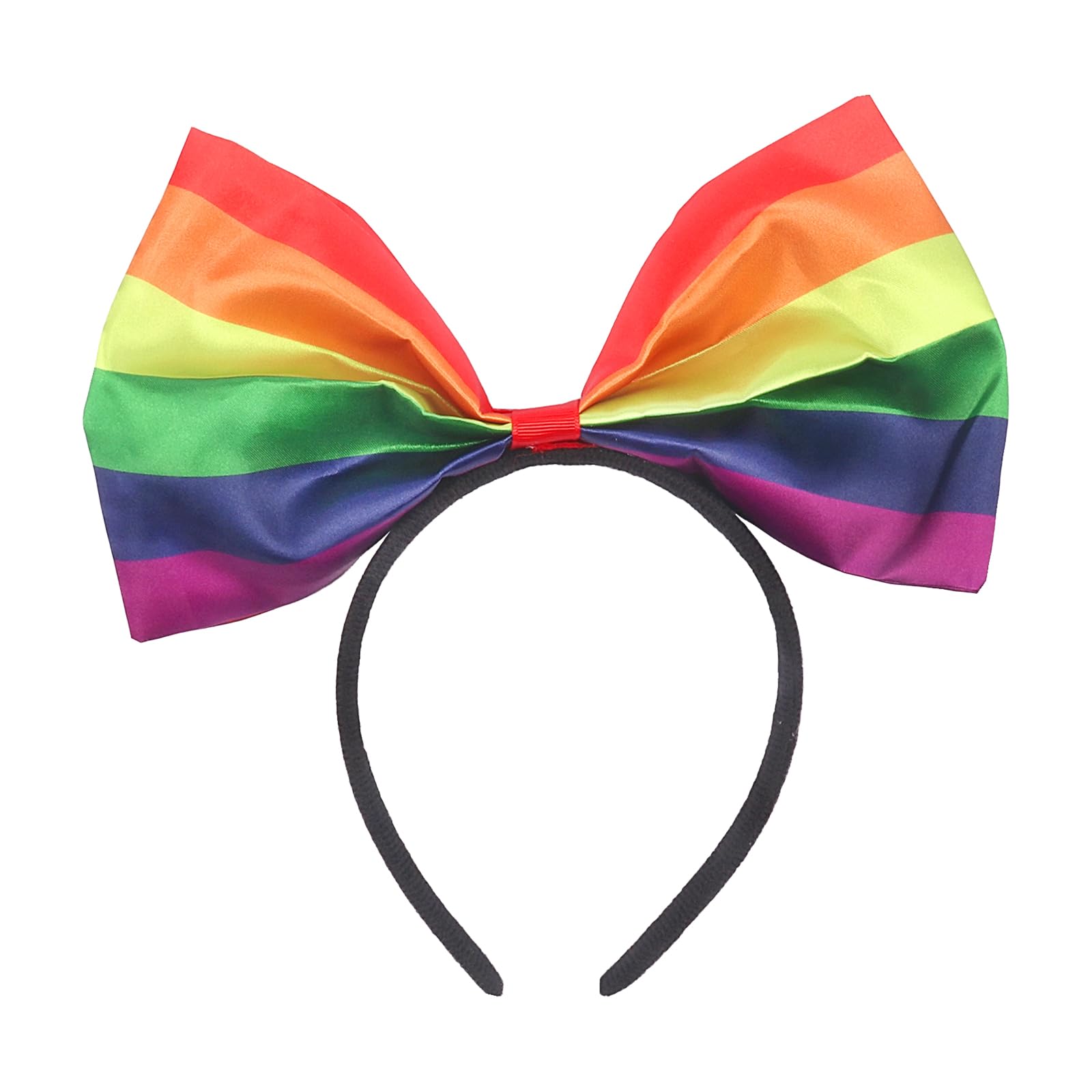Doneace Rainbow Headband Gay Pride Rainbow Hair Accessories Big Bow Colorful Stripe Hair Bands for Women Girls Kids Gay Pride Celebration Parades