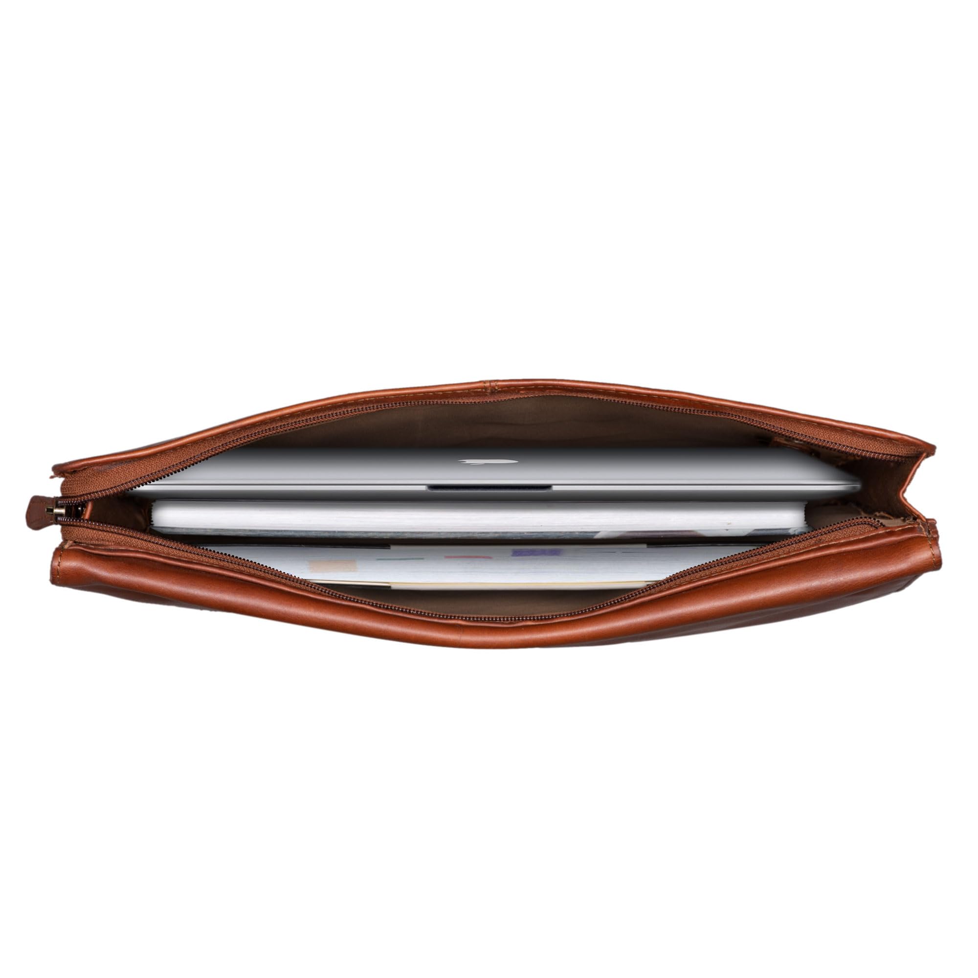 STILORD Clark Notebooktasche für MacBook 13,3 Zoll Laptoptasche für MacBooktasche 14 Zoll Tablettasche Akten-Mappe Konferenzmappe DIN A4 echtes Rindsleder Farbe:Cognac - braun