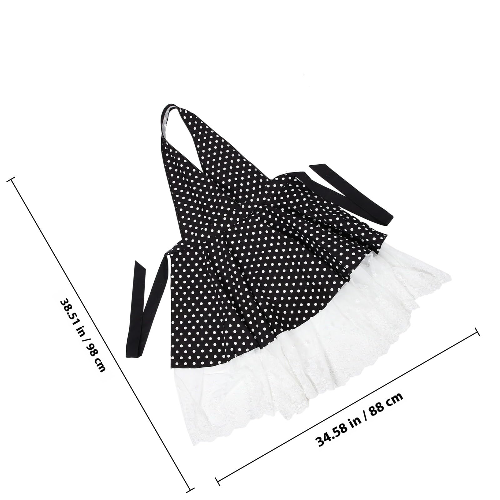 Alipis Delantal de Cocina Retro para Mujer Negro Estampado de Lunares, Cómodo y Transpirable, de Tela Vintage Adecuado para Tareas Domésticas y Hornear
