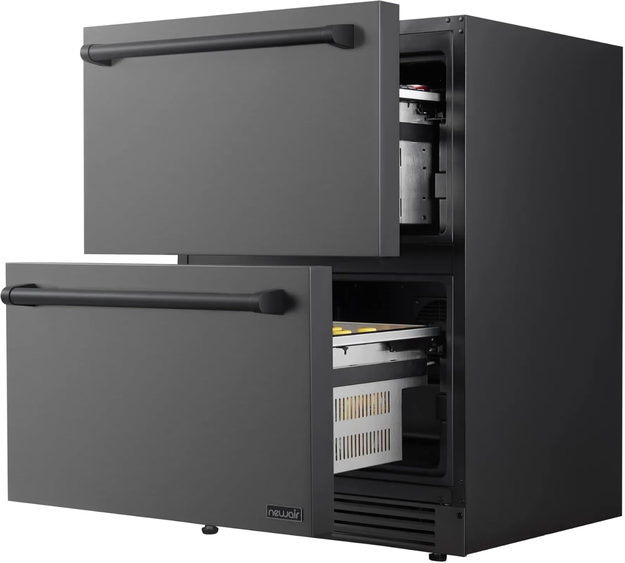 NewAir 24” Dual Zone Outdoor Wine &amp; Beverage Fridge | Freestanding or Built-In Under counter Refrigerator for Outside Patio | Dual Drawer for 20 Wine Bottles &amp; 80 Cans | Stainless Steel