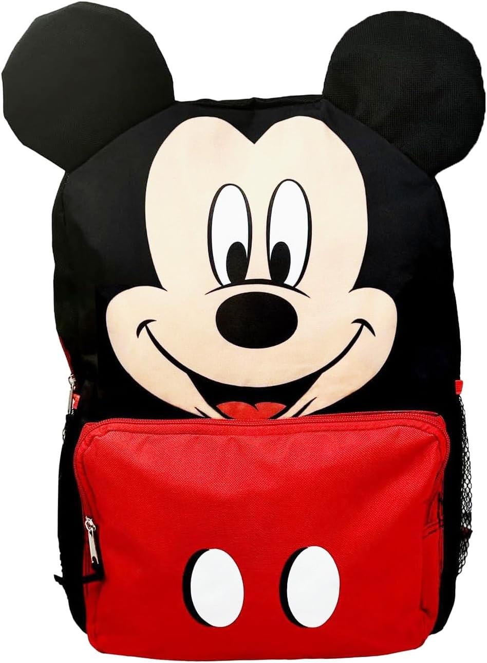 Mickey Mouse Backpack - Mouse Ears Back to School or Travel Book Bag Backpack - 16 inches