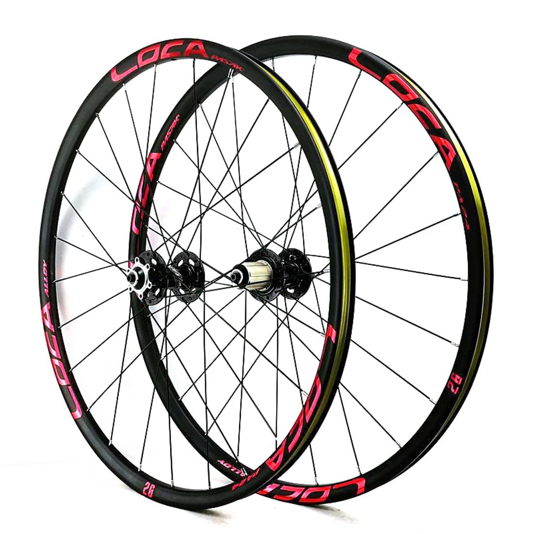 QHYRZE 26/27.5/29" Mountain Bike Wheelset Quick Release Disc Brake MTB Wheel 24H Rim QR Front 100mm Rear 135mm,For 7-12 Speed Cassette(Red A,26'')