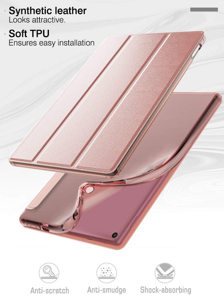 Dadanism All-New Fire HD 10 Tablet Case(9th Generation - 2019 Release) / (7th Generation - 2017 Release), [Flexible TPU Translucent Back Shell] for Fire HD 10.1 Inch Cover - Rose Gold
