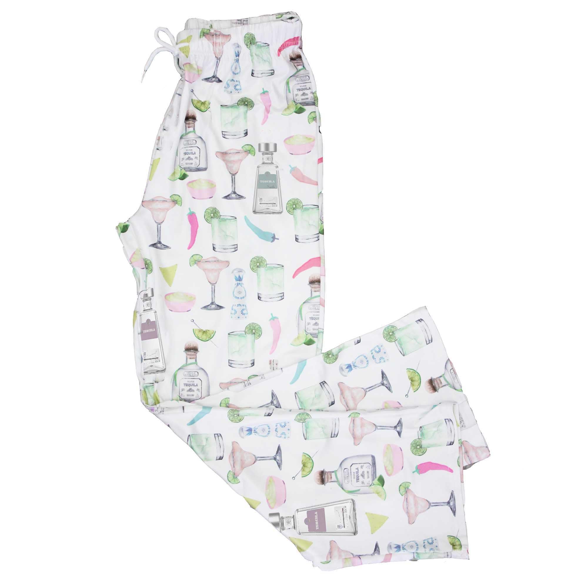 Paisley Box Cocktail Print Pajamas - Margarita & Tequila Bottle Designs - Preppy Pajamas