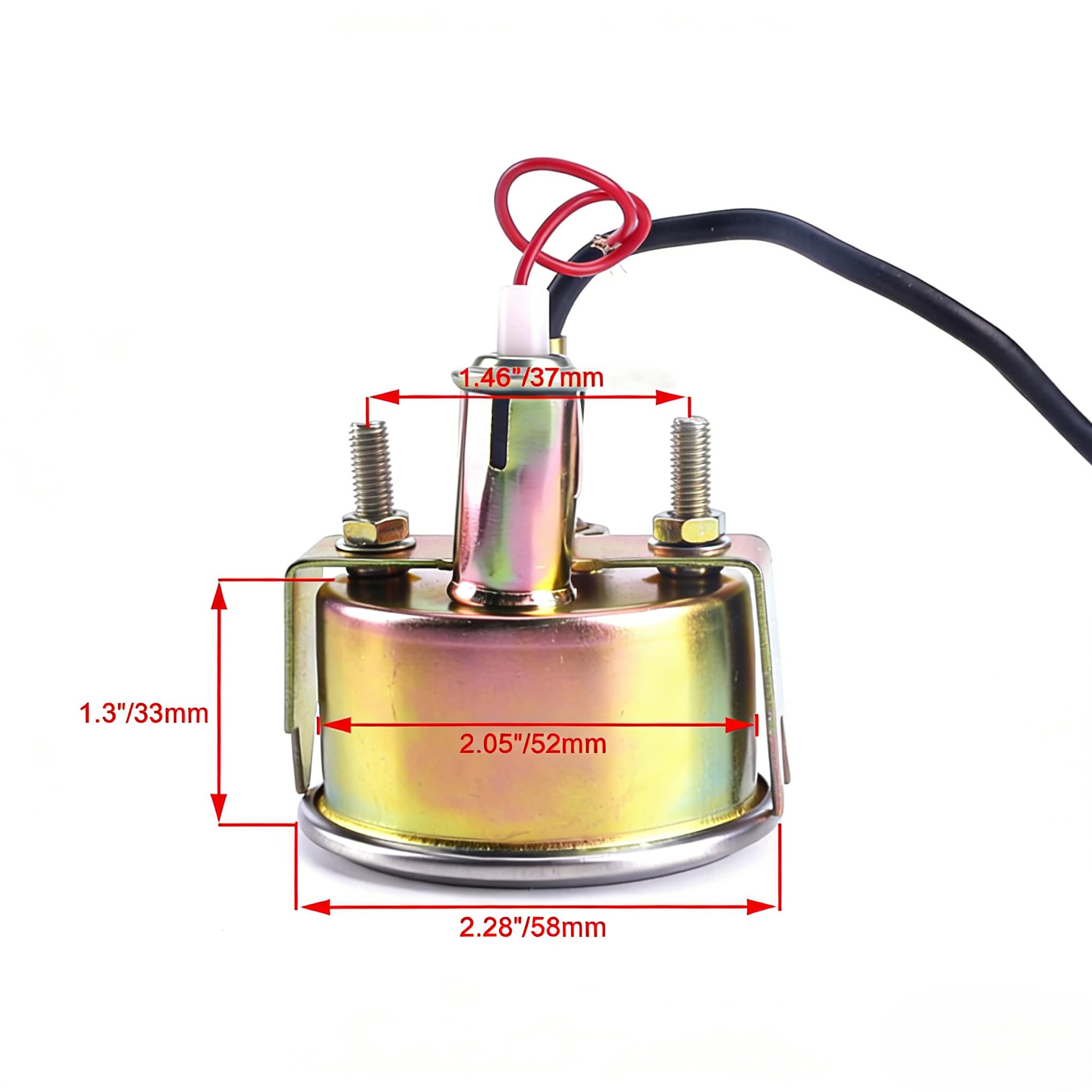 jauge de température de l'eau mécanique, Voiture en métal 52mm Kit de jauge de température de l'eau pour voiture, capteur de température mécanique marine 12v