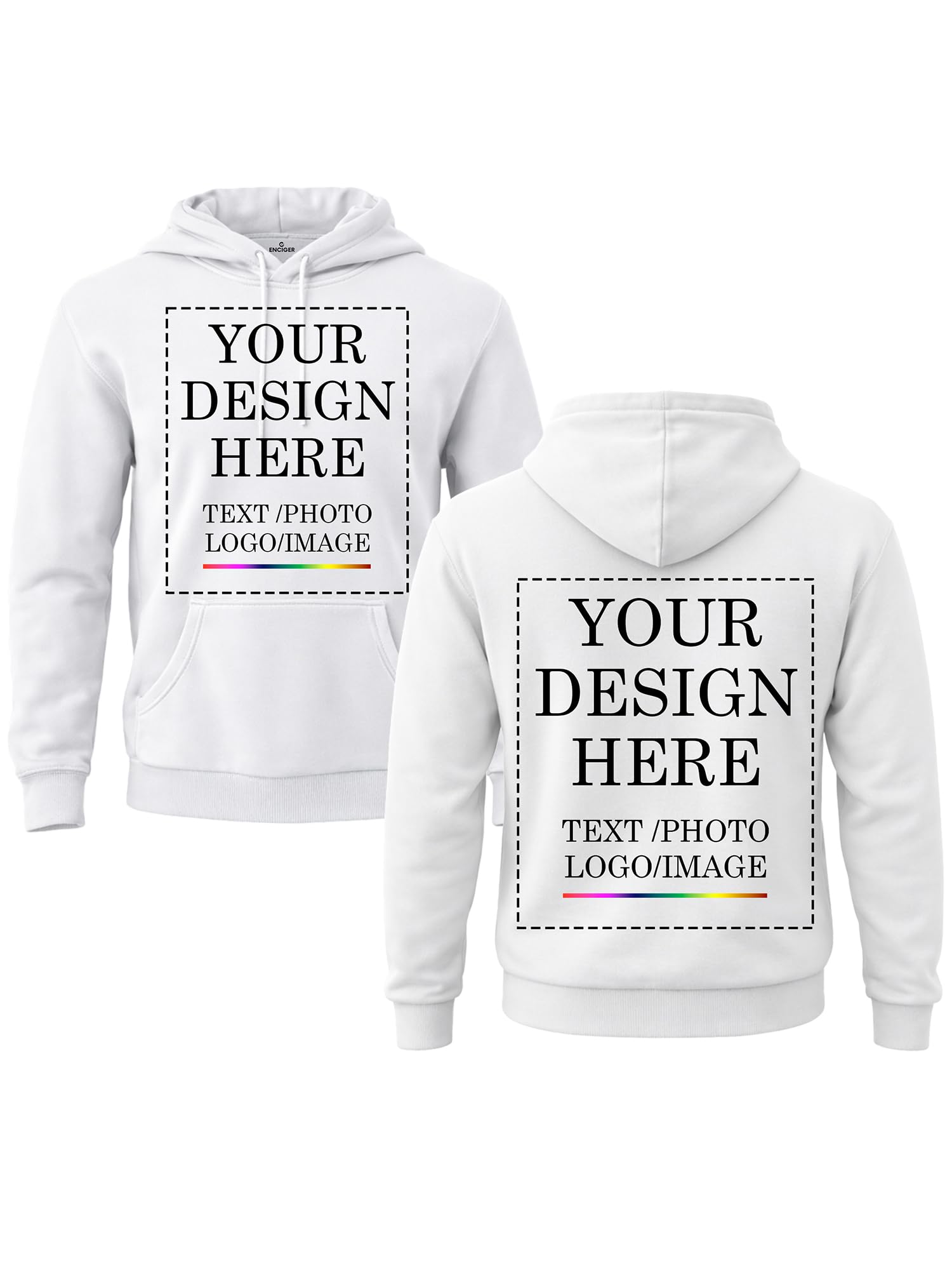 enciger Women Custom Hoodie with Front & Back Print – Personalized Pullover Sweatshirt, Custom Text Logo Design, Winter Casual Wear-picture-53