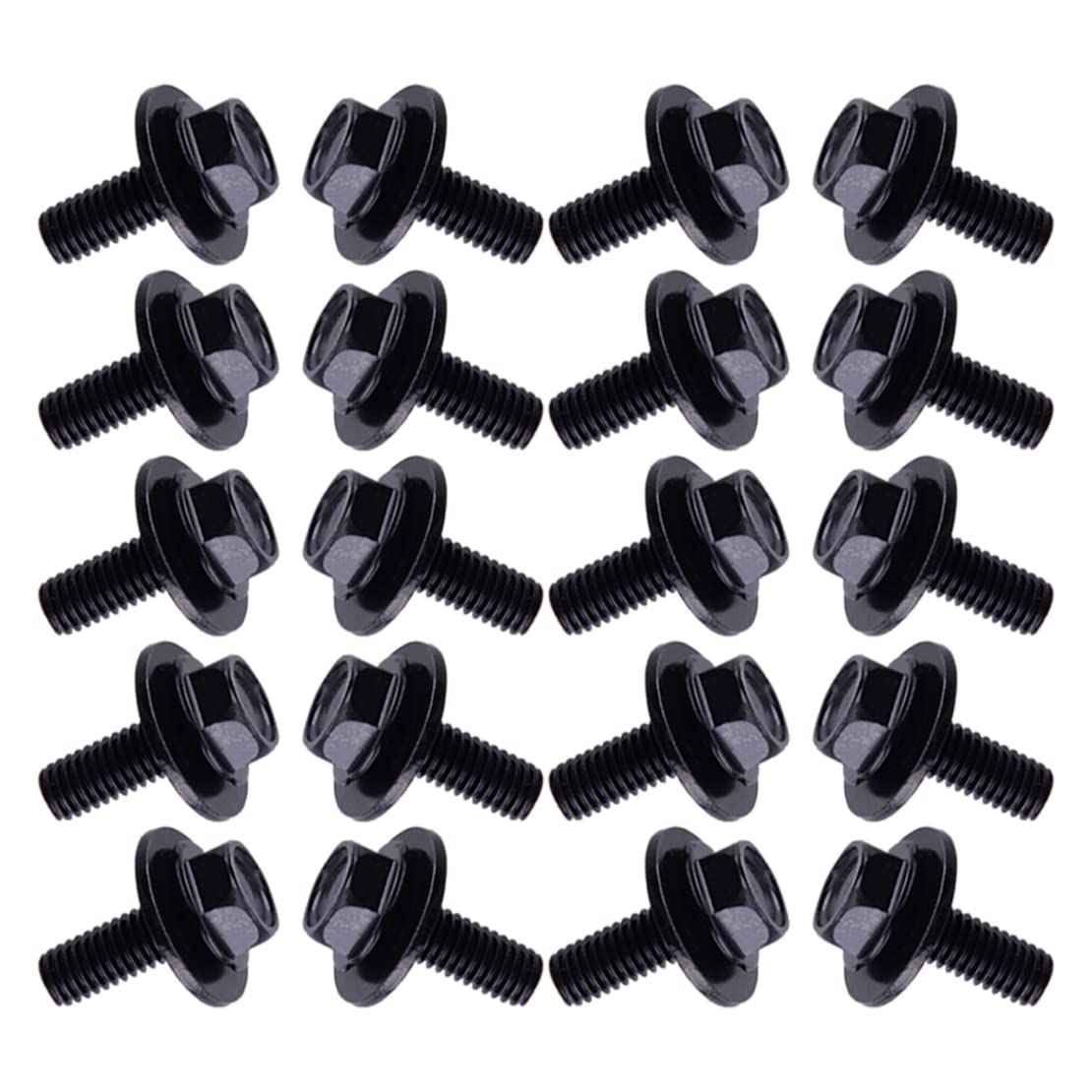 20 pièces Vis de carrosserie Noire pour Voiture - M6-1.0 x 16mm Long- 17mm Rondelle- 10mm Hex- J#180