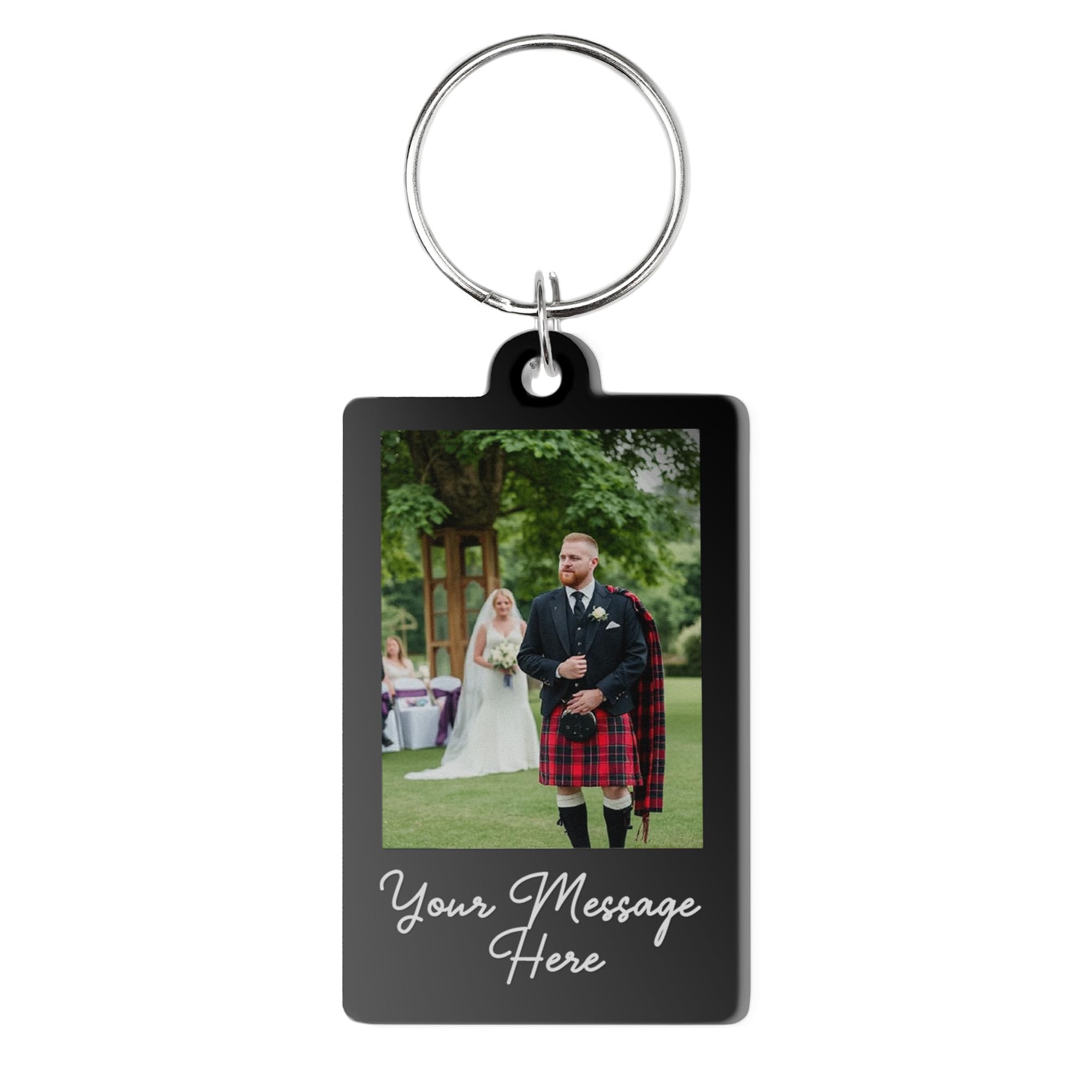 A1 Graphics Ltd Personalised Photo Keyring Black Custom Message Keychain Gift for Boyfriend, Girlfriend, Mum, Dad, Anniversary, Birthday, Wedding, Christmas, Valentine’s Day Keepsake