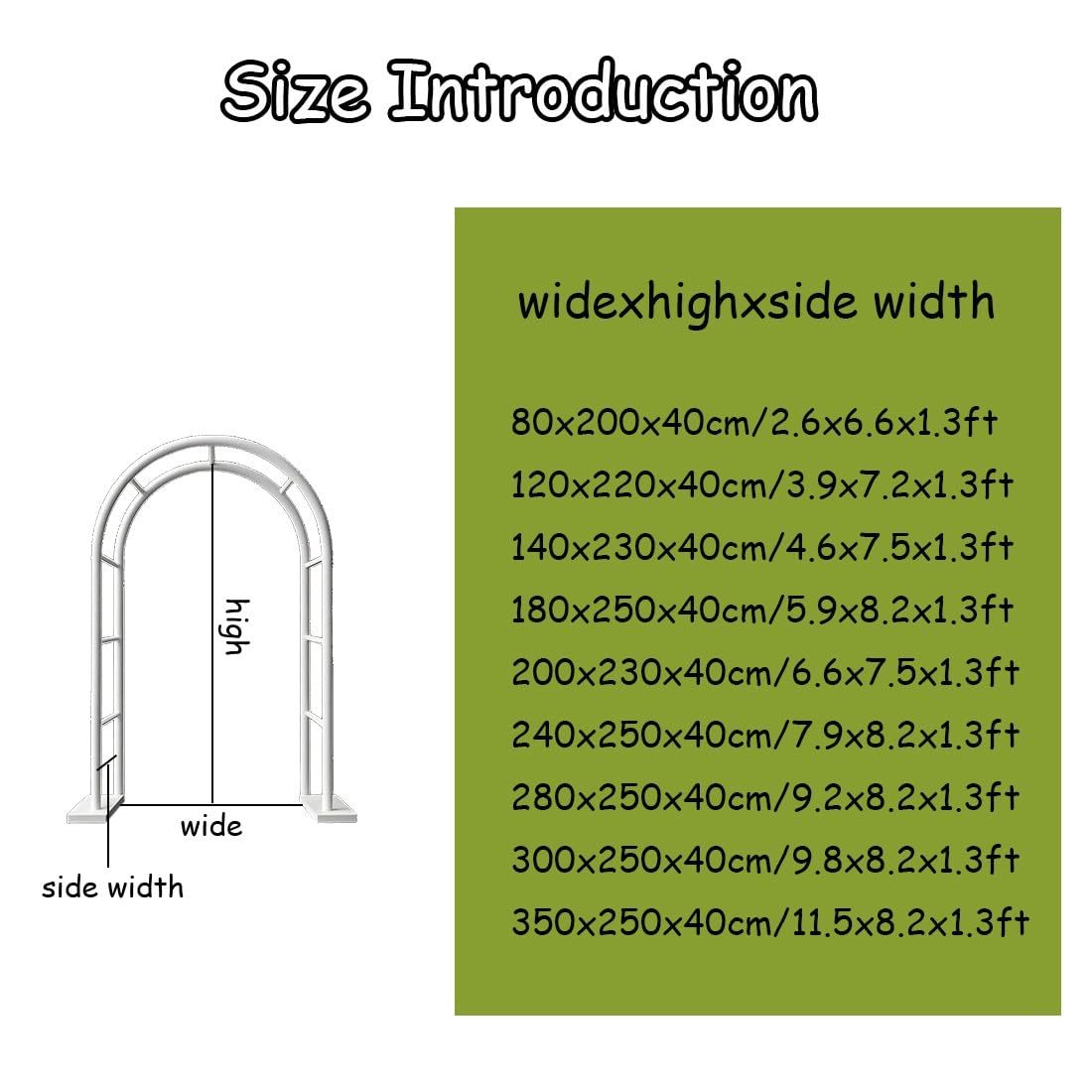 Schwarzer Stahl-Gartenbogen für Kletterpflanzen und Reben, dekorativ für Gurken, Veranstaltungen, Innen- und Außenbereich, 180 cm B x 250 cm H