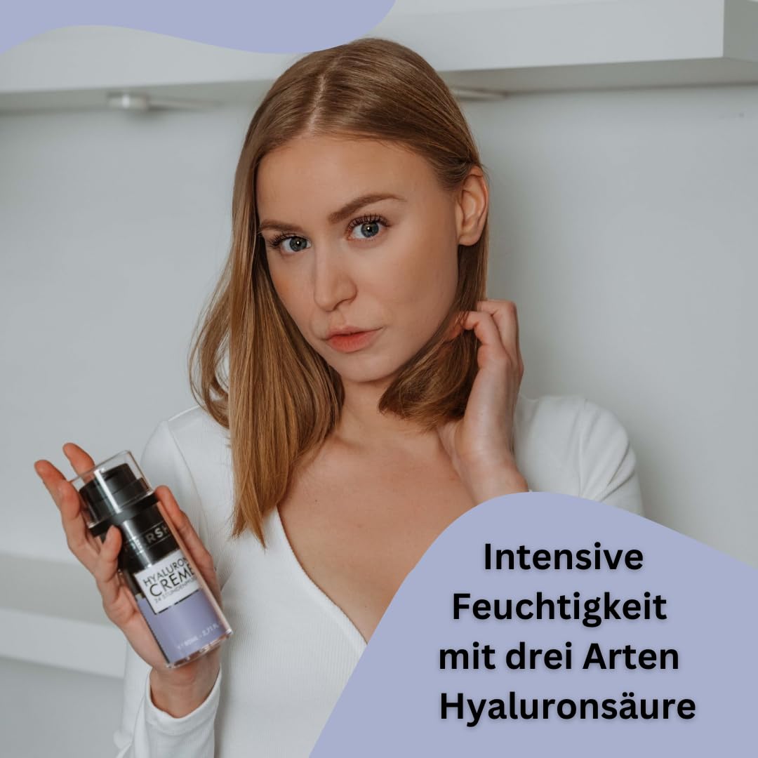 PERSH Hyaluron Creme 80ml - Feuchtigkeitsspendende Anti-Aging Creme | Hyaluronsäure für frische, glatte Haut | Pflege für Gesicht, Augen, Hals & Dekolleté | Vegan