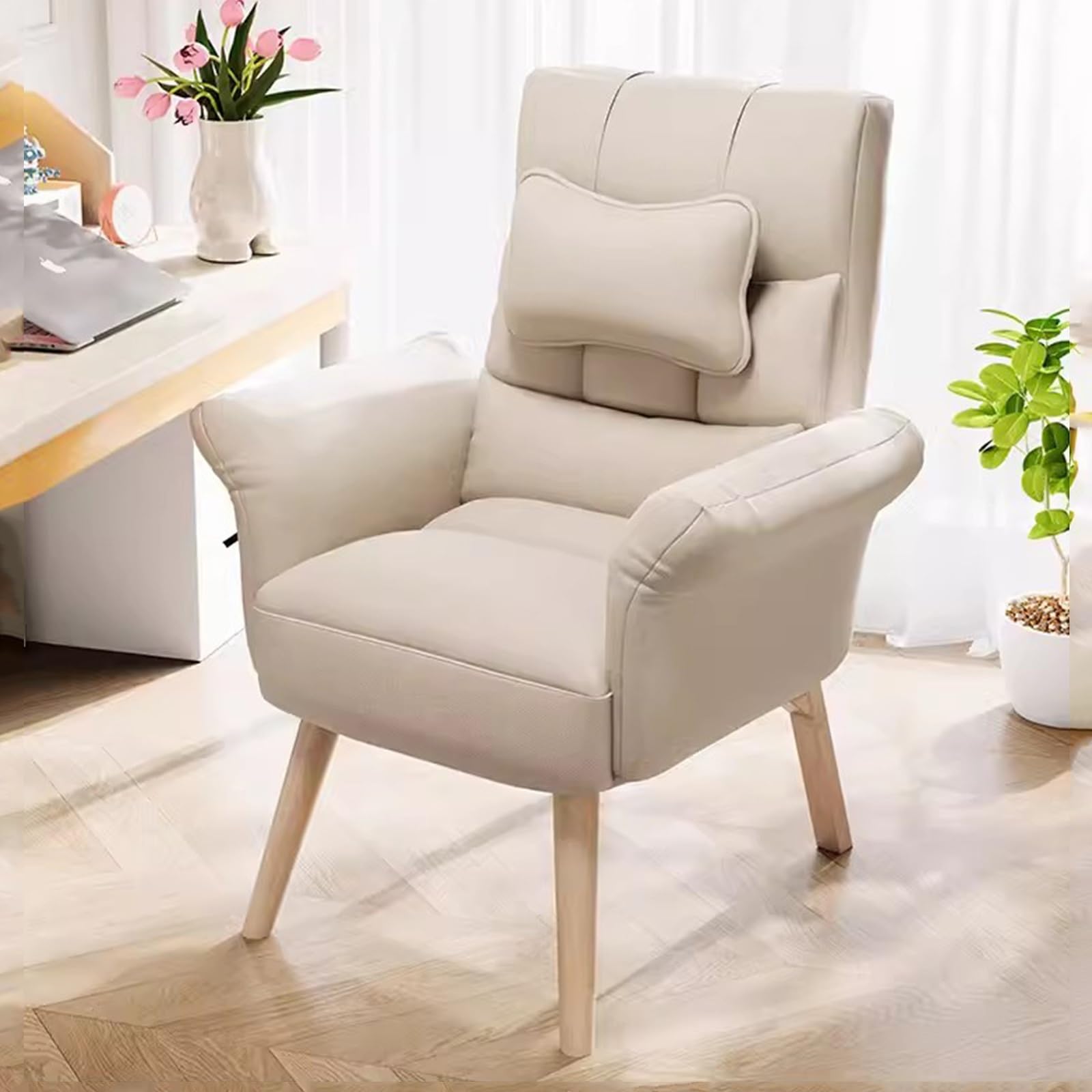 METTEOR Cuter Chair Adjustable High Back Recliner Modern Living Room Sofa Chair Office Chair with Lumbar Support table Armrests for Home and Work (Beige/a Einheitsgr??e)