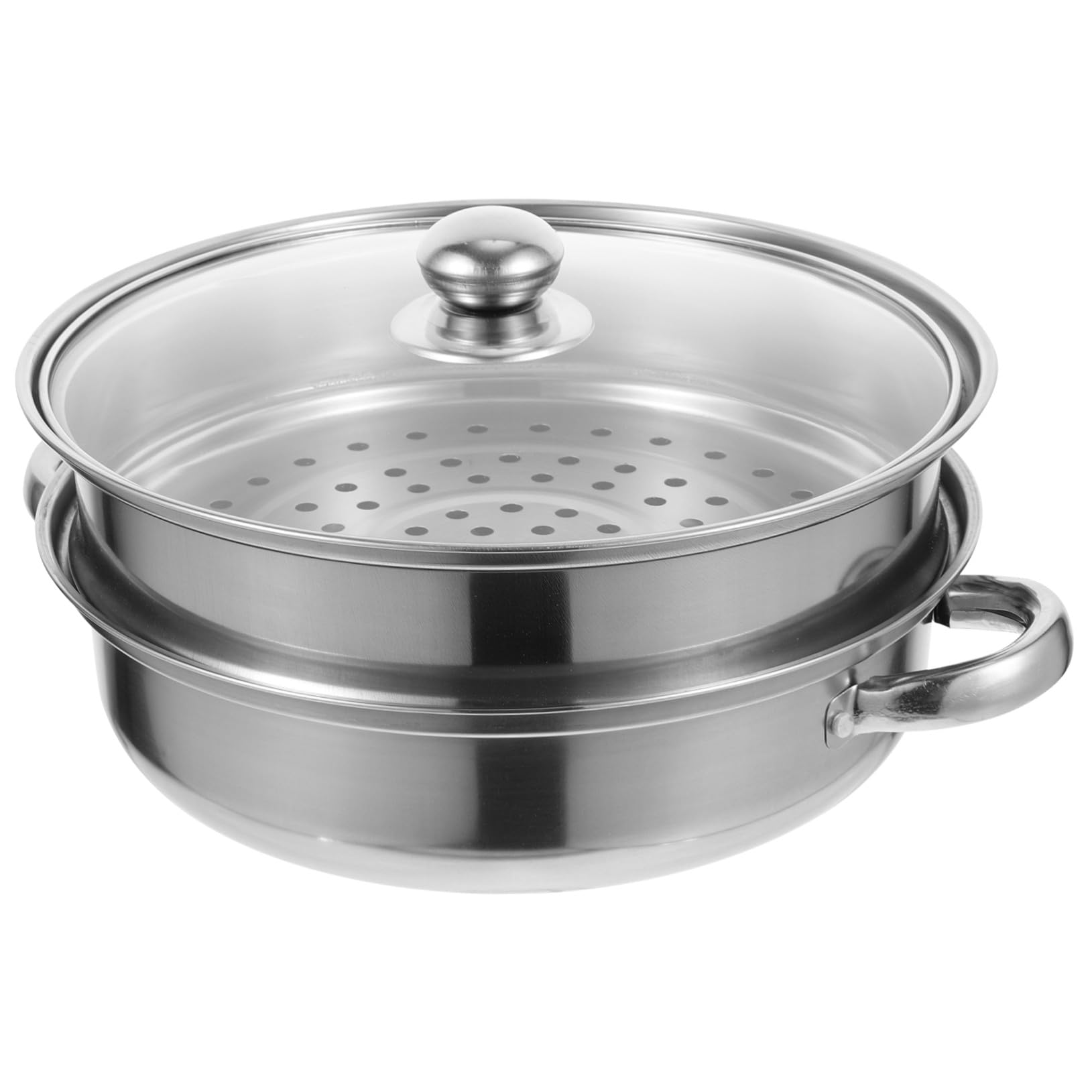 Olla Vaporera de Acero Inoxidable de Doble Capa con Asas para Cocina Familiar y Profesional Potente Cocedero al Vapor para Verduras Pescados y Mariscos Fácil Limpieza Lavavajillas