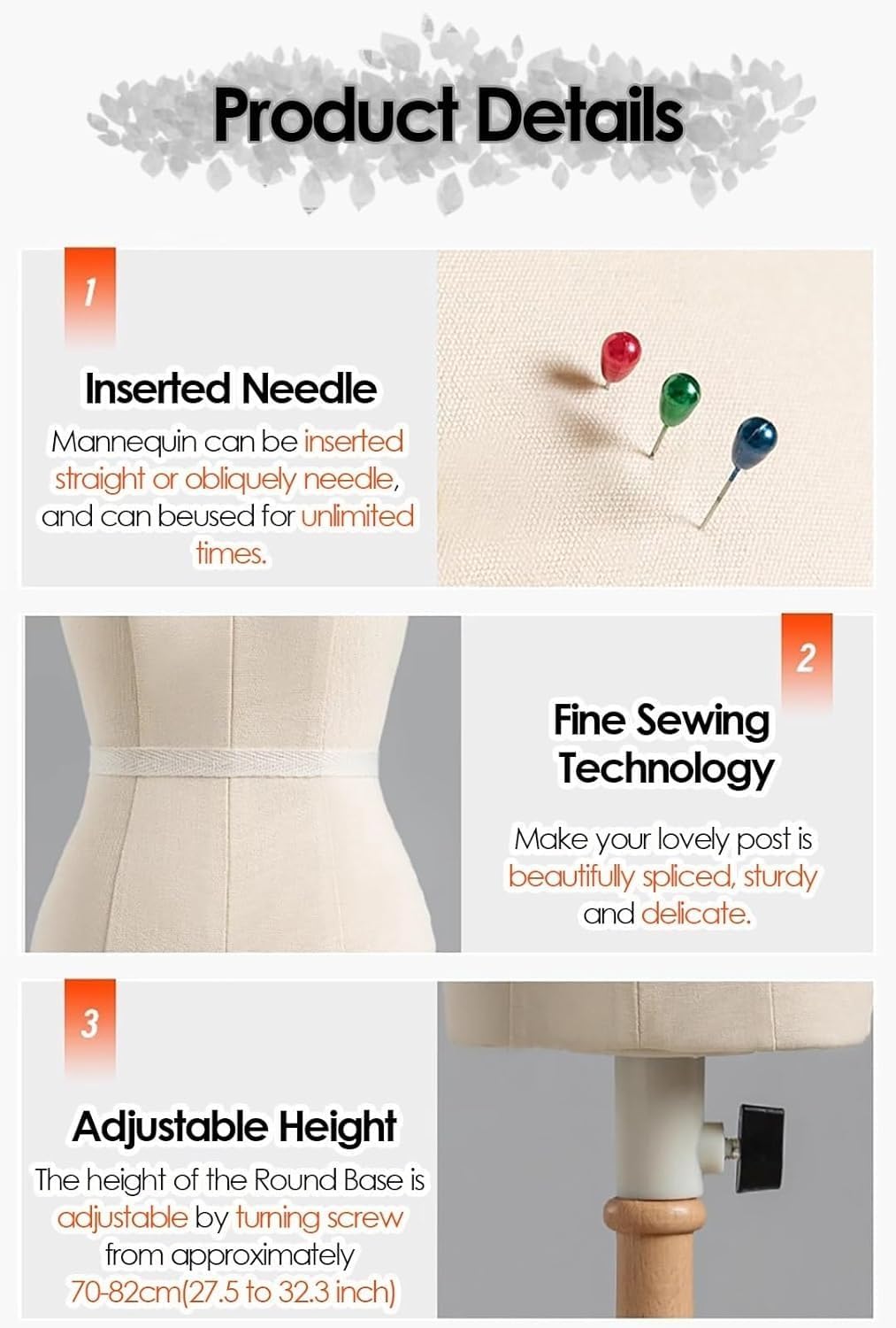 Mannequin Manikins Fully Pinnable Half Scale, Sewing Dress Form, Professional Female Mannequin Torso Body, Tabletop Clothes Display ( Color : White , Size : 1/3 Model )