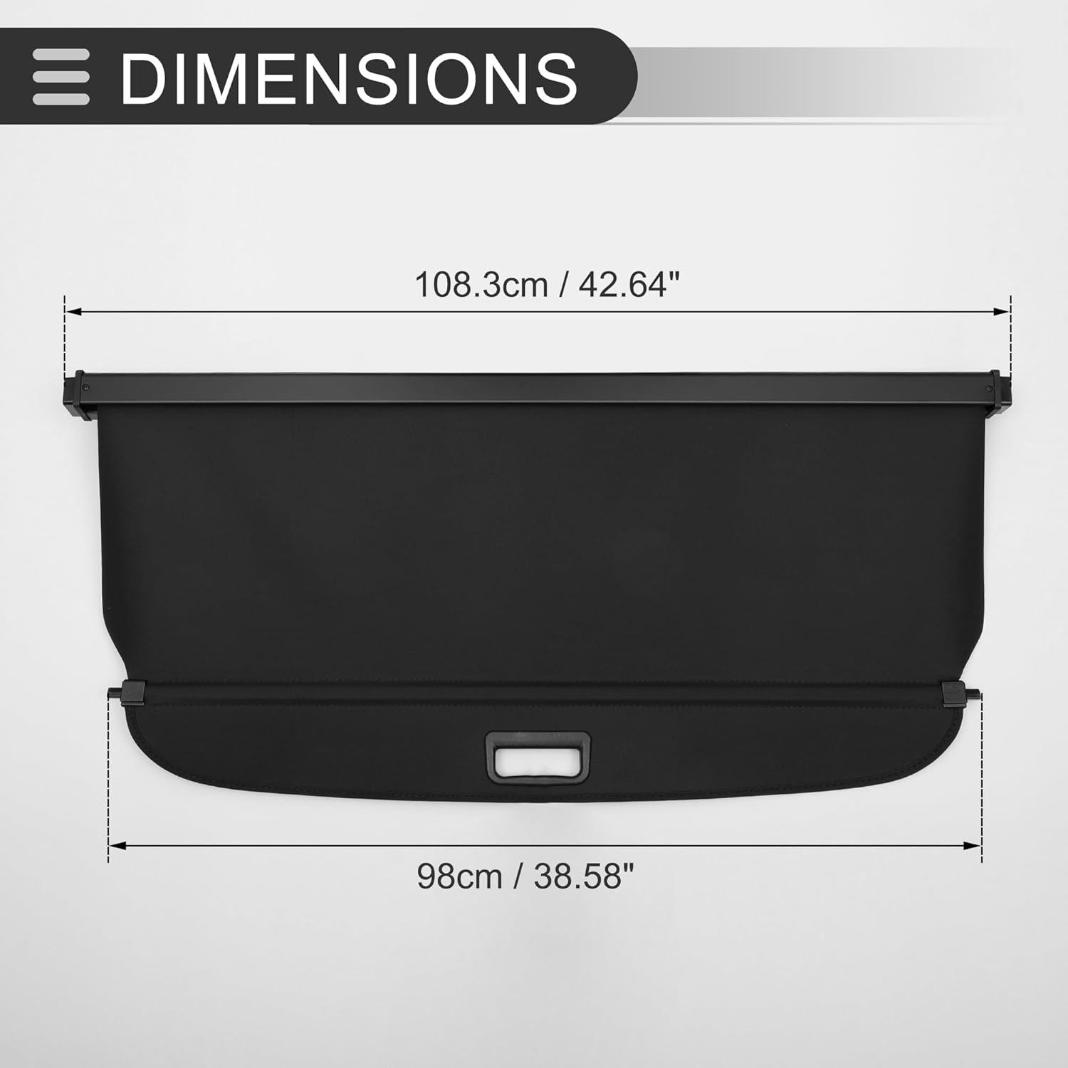 Motoforti Car Trunk Retractable Cargo Cover for Jeep Renegade 2016-2021 Rear Trunk Parcel Shelf Luggage Security Shield Shade, Canvas, Gloss Black