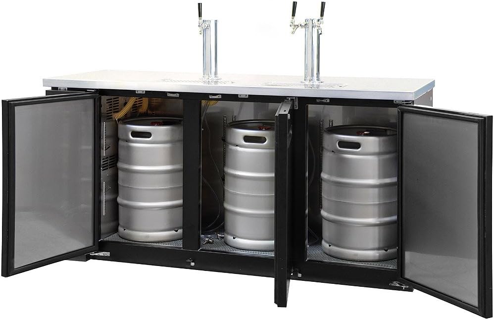 Kegco Kegerator Commercial Three Keg Beer Cooler Refrigerator - Three Faucet