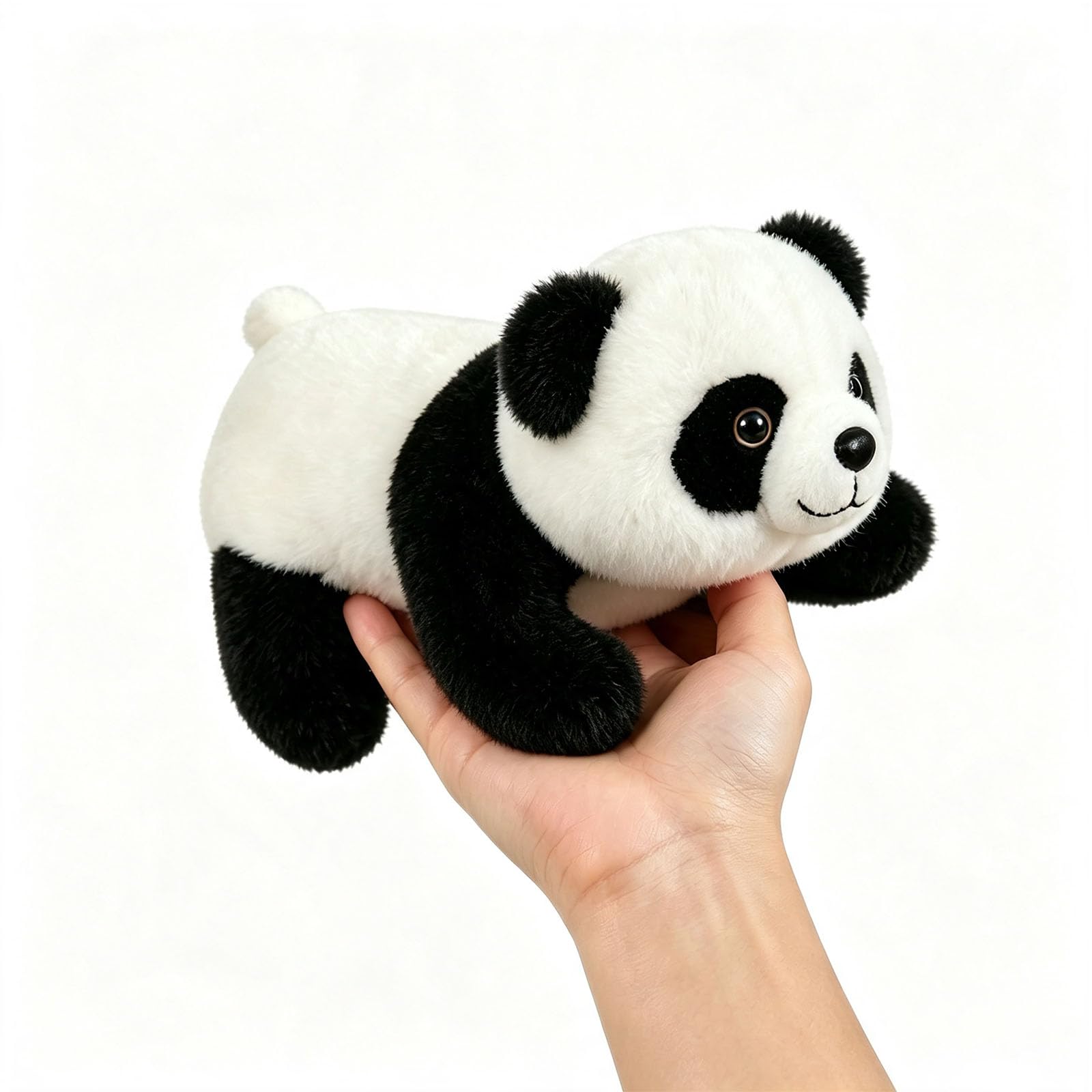 ruixiwei Panda Teddy, 21 CM Black and White Plush Panda with Resting Pose