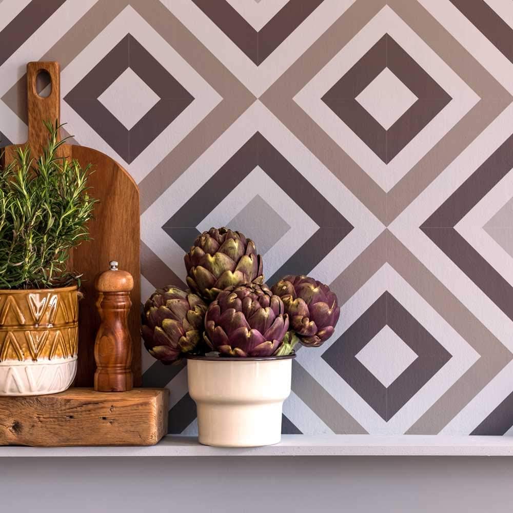 Echo Tile Stencil - Geometric Cement Tile Stencils for Painting Tiles - Reusable Tile Stencils for Home Makeover - Paint Your Old Tile and Save - Floor Stencils for Painting (Large 12x12)