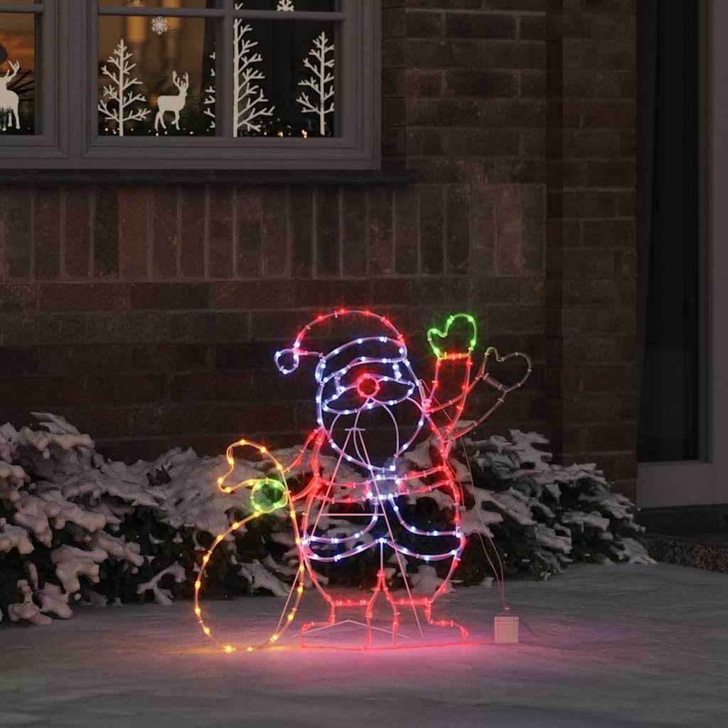 vidaXL Santa Claus Licht Mehrfarbig 58,5 x 60 x 1,3 cm Eisen, Wohnzimmer, traditionelle Deko, Festliche Lichter, winterliche Ornamente, LED-Lichterkette, gemütlicher Akzent