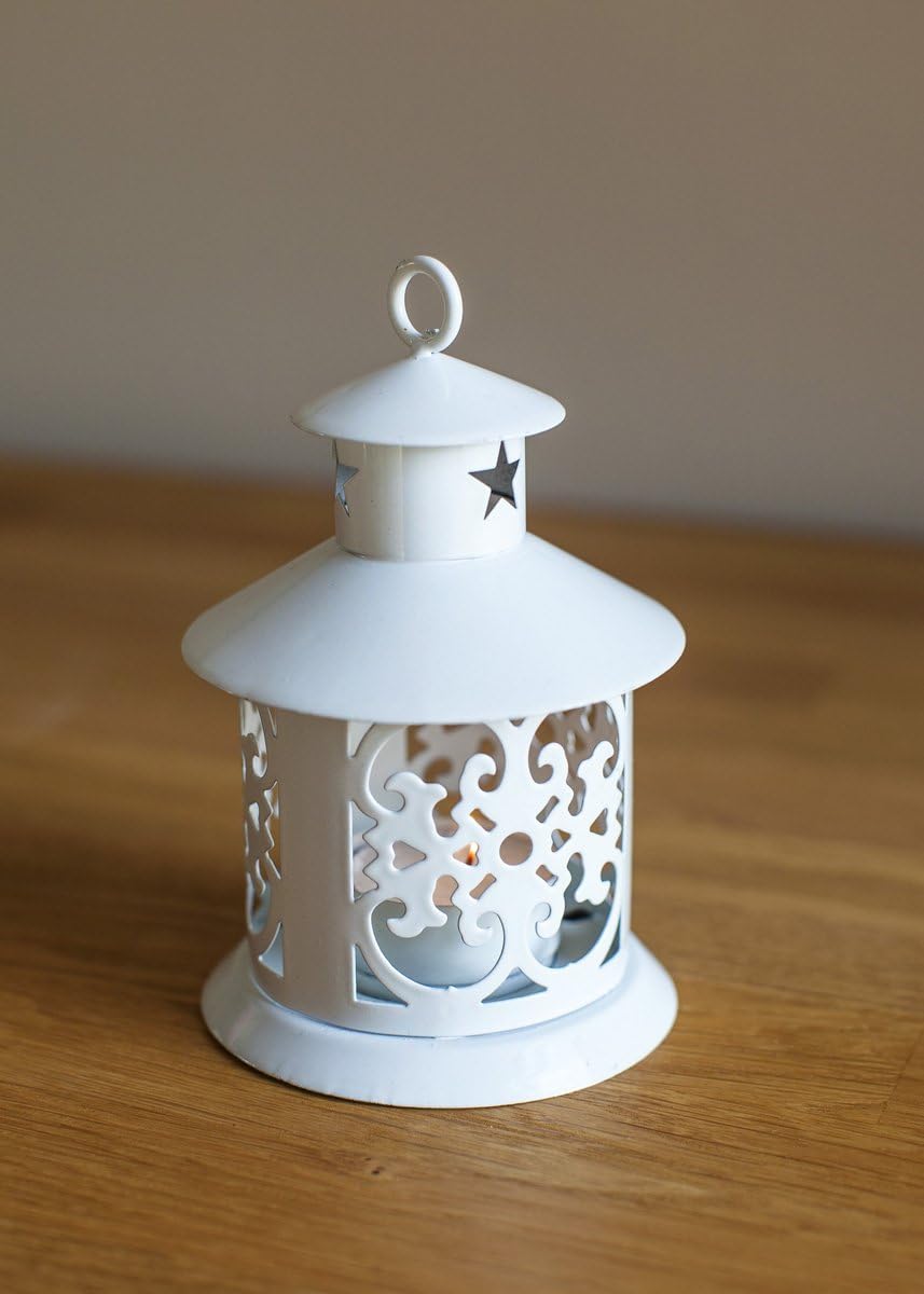 Owlchemy Ltd White Metal Lantern Tea Light Holder
