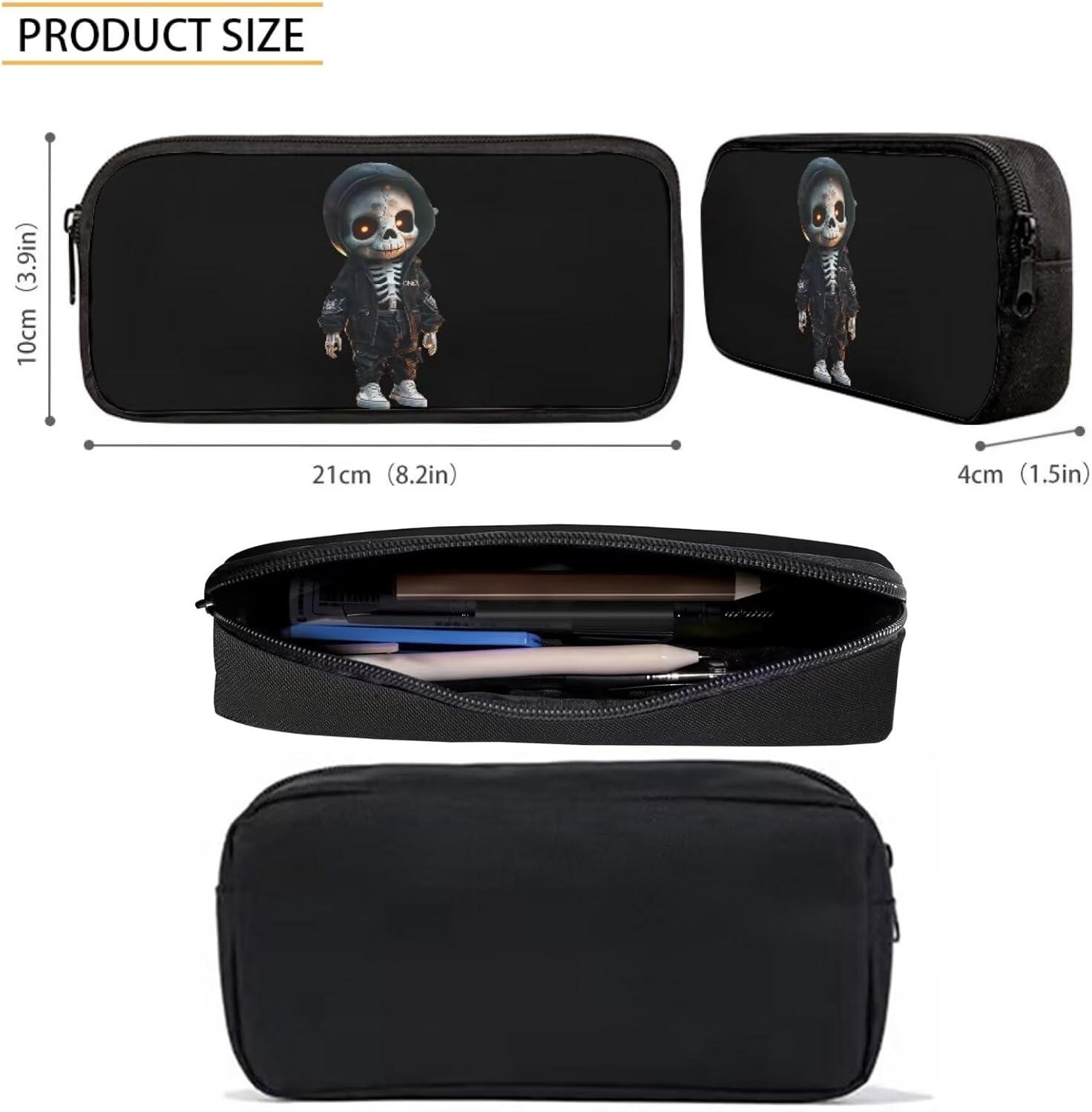 Howilath Alien Ghosts Skull Design Teens Backpack Set Boys School Bags, 17 Inch Student Backpack Bookbags Set Cool School Bag with Pencil Case Lunch Box