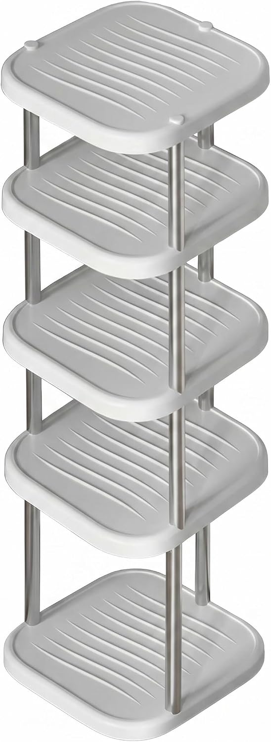 5-Tier Shoe Rack – Space-Saving, Durable Plastic Organizer with Easy No-Tool Assembly – Perfect for Entryway, Bathroom, Bedroom & Small Spaces