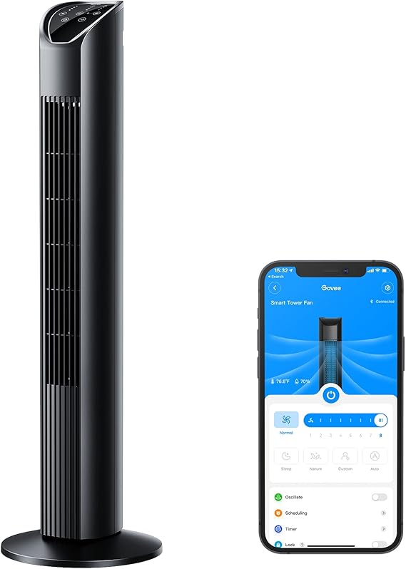 Govee 36 Inch Smart Tower Fan with WiFi App Control, 8 Fan Speeds and 3