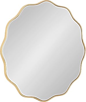Kate and Laurel Viona Modern Scalloped Wall Mirror, 26 Inch Diameter, Gold, Decorative Round Wall Mirror with Unique Rippled Edge and a Glamorous Gold Finish