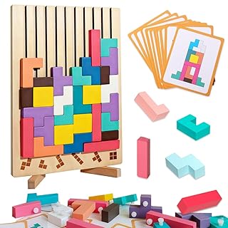 Wooden Montessori Russian Blocks Puzzle, 3D Stacking for Toddlers 3-6 Years Wooden Block, Montessori Educational Gift for Boys and Girls Board Game Educational Toys for Toddlers Brain Teasers