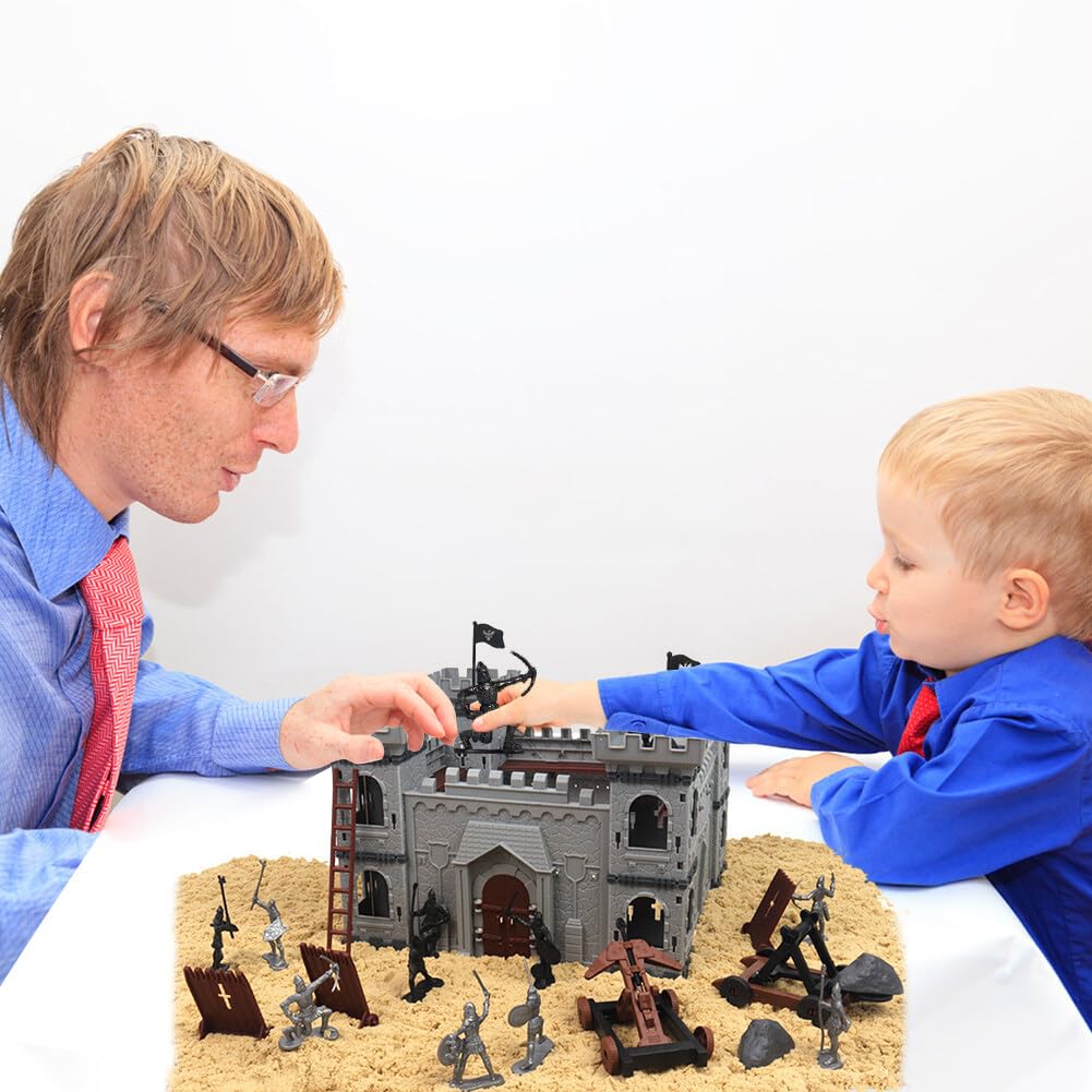 Uposao Set di Giochi di Guerre Antiche, Castello Medievale Con Cavalieri Action Figure, Accessori per la Costruzione Modello di Castello Giocattolo, Soldati, Scudo