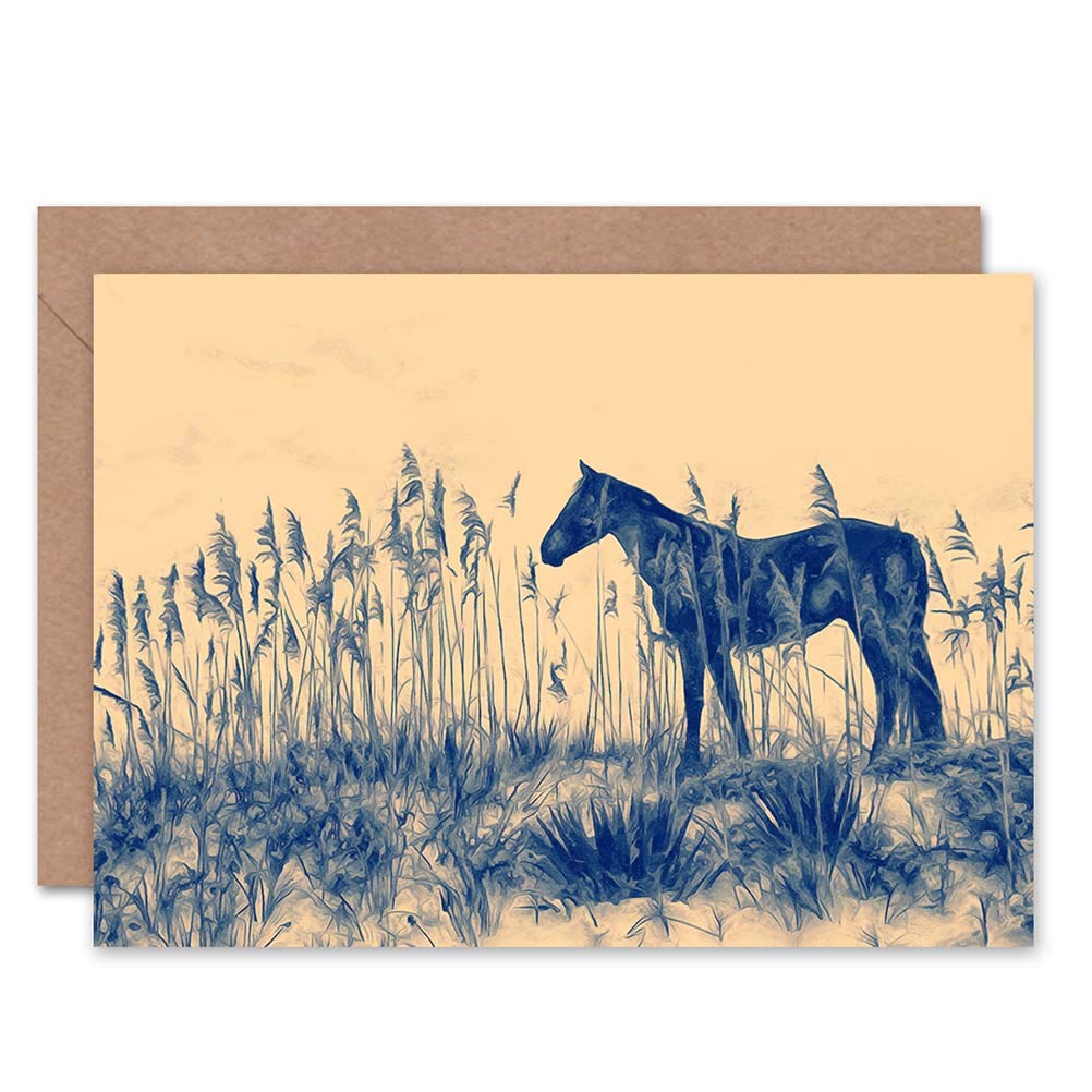 Wee Blue Coo CARD GREETING GIFT PAINTING LANDSCAPE ANIMAL EVRY HORSE FIELD GRASS