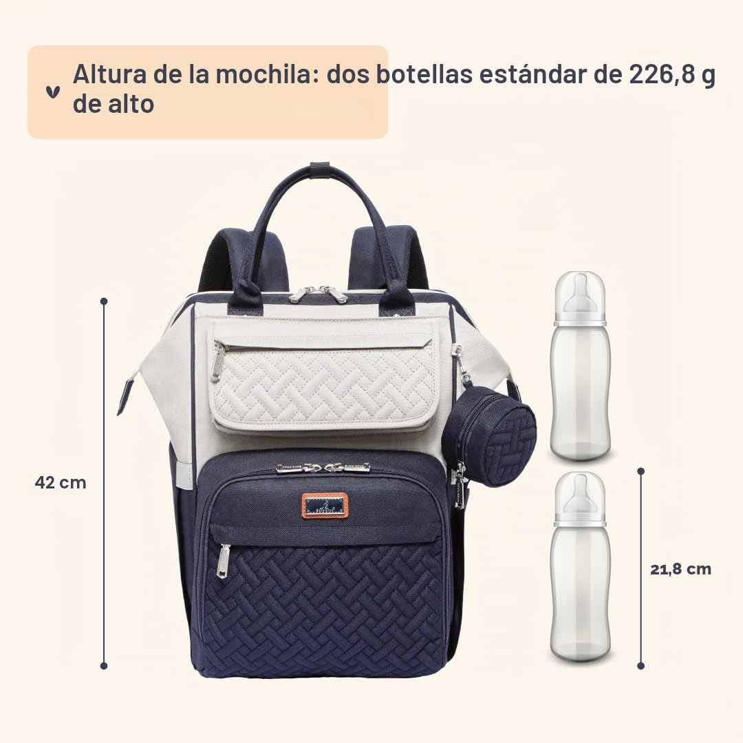BabbleRoo Mochilas de Pañales para Bebé, bolsas grandes multifunción con cambiador y correas para cochecito y funda para chupete, mochila de viaje unisex cambiar pañales para mamás papás