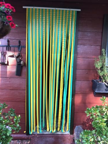 Budget Light Weight Insect PVC Strips Curtain Green/Yellow