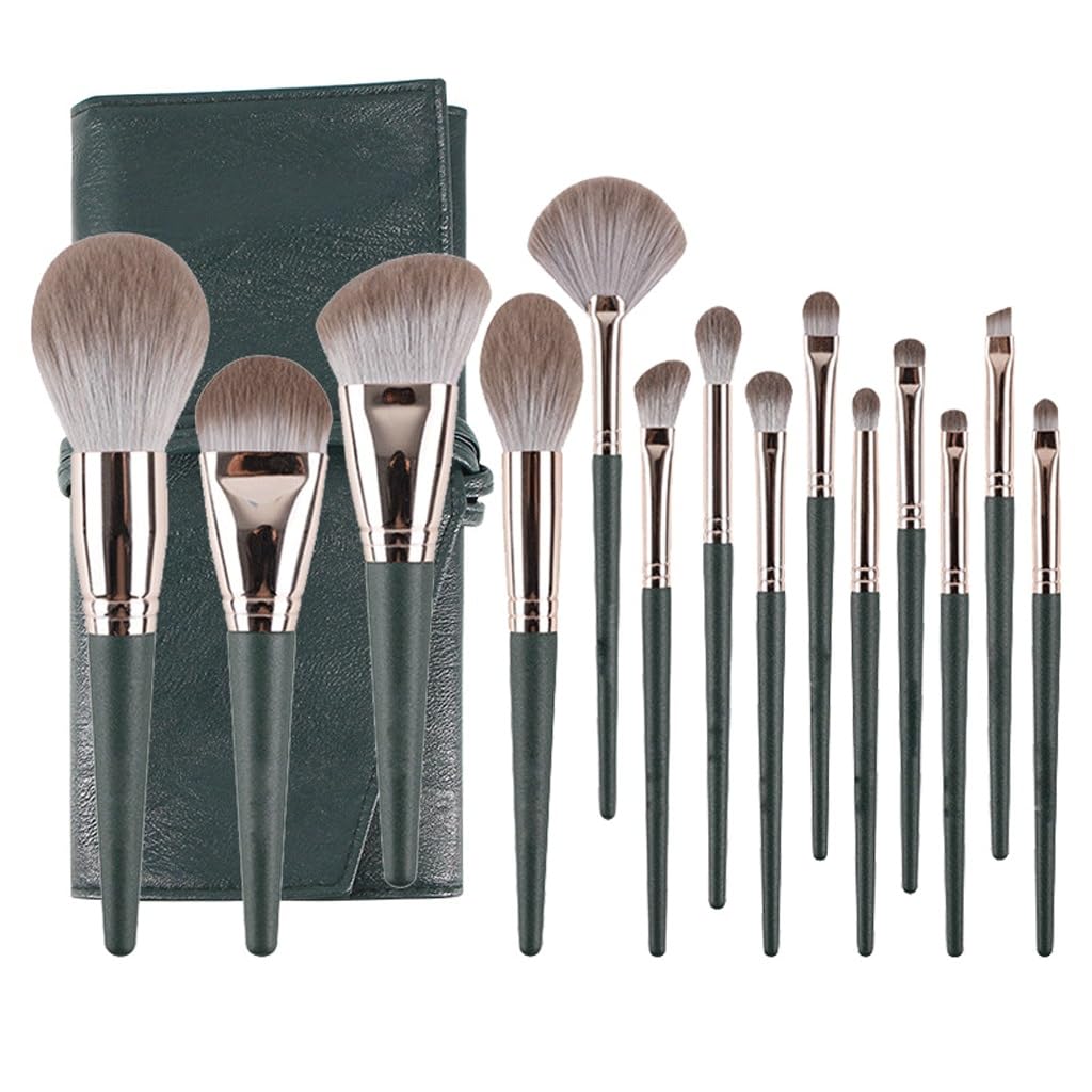 Juego de brochas de maquillaje, 14 piezas de brocha de reparación de colorete en polvo, juego completo de herramientas de belleza,