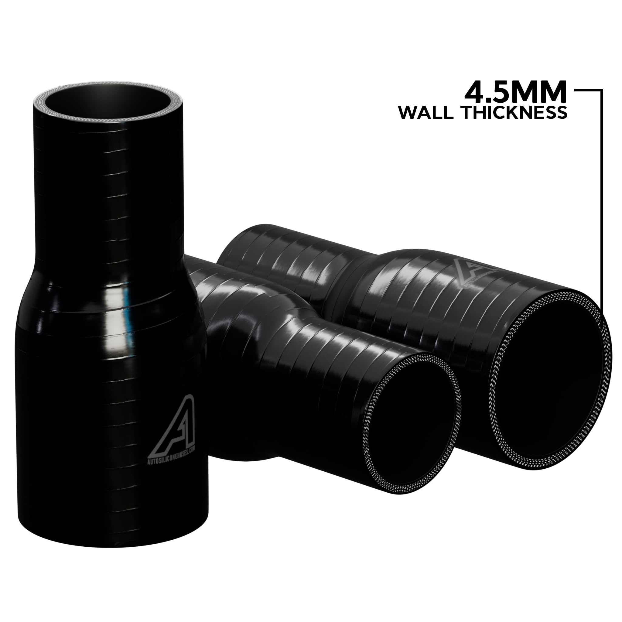 38mm (1.5") to 25mm (1") Straight Reducer Hose Coupler Intercooler Universal Tube Black — view 5