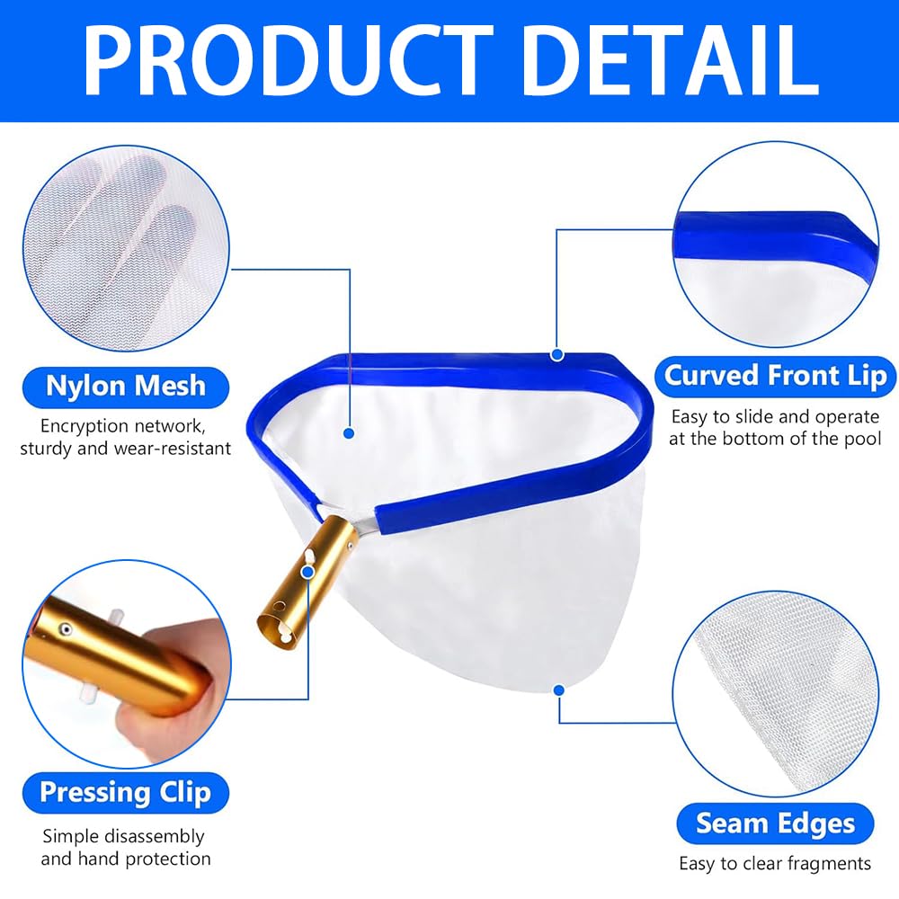 MEISHANG Recoge Hojas para Piscinas,Red Limpieza Piscina-Estructura de Aleación-2.25M Mango Telescopico Piscina,Limpia Superficie Piscina para Piscinas,Estanques y Piscinas de Hidromasaje
