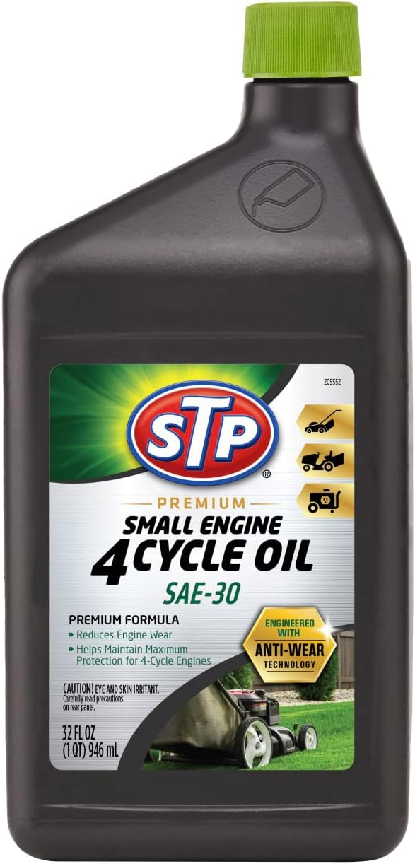 Premium Small Engine 4 Cycle Oil Formula, SAE-30 Small Engine Oil Engine Care Reduces Wear for Lawnmower, Push Mower, Tractor, 32 Oz