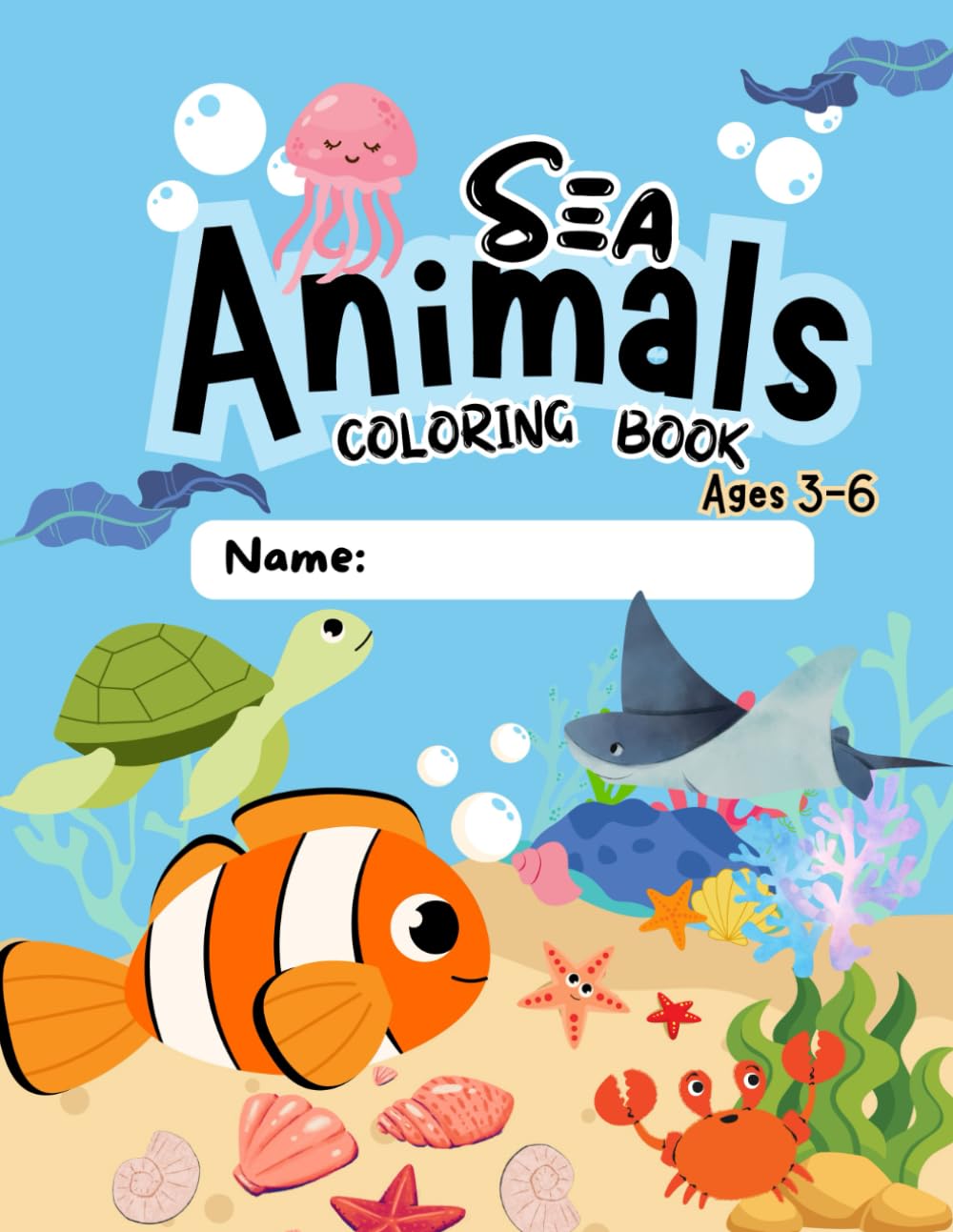 TinyKeeps SEA ANIMALS COLORING BOOK activity: Coloring book for kids, pre-schoolers, toddlers