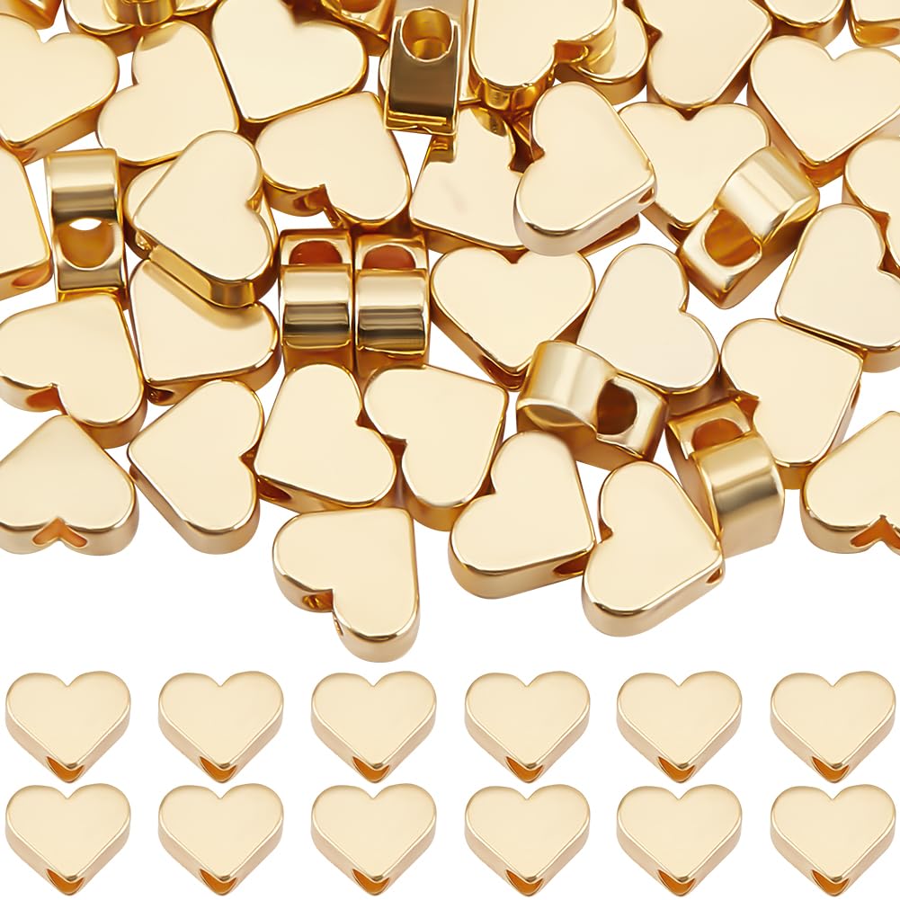 Perles en laiton plaqué or 18k en cœur Beebeecraft pour bijoux durables