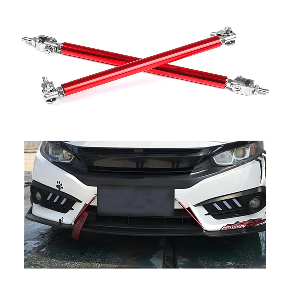 AUXMART 2PCS Splitter Rods, 8"-11"Adjustable Splitter Strut Rods Front Splitter Support Rods, Bumper Lip Splitter Diffuser Strut Rod Universal Tie