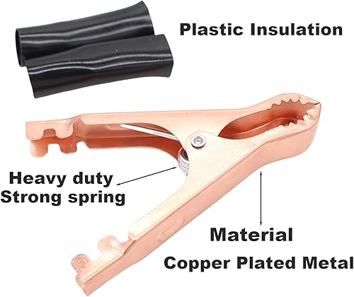 Miniatura 3 de Clips de cocodrilo aislados duraderos resistentes negros y rojos para botas de metal con resorte de resorte de camión, clips de prueba eléctricos