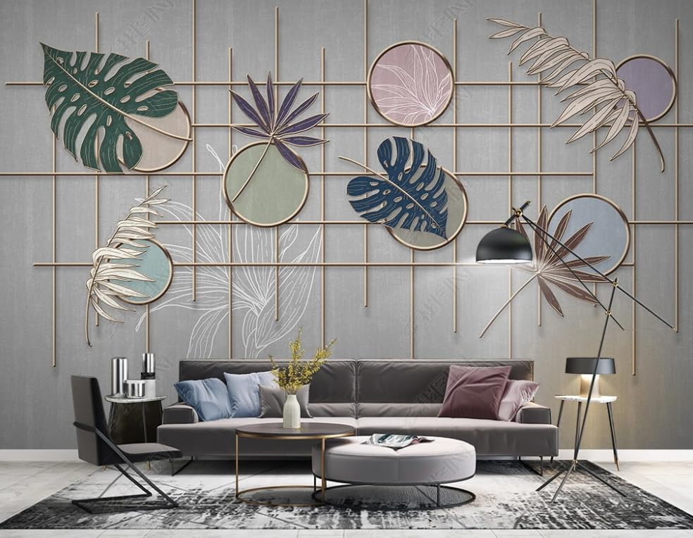 Papier peint intissé tropical géométrique salon 350x256 cm