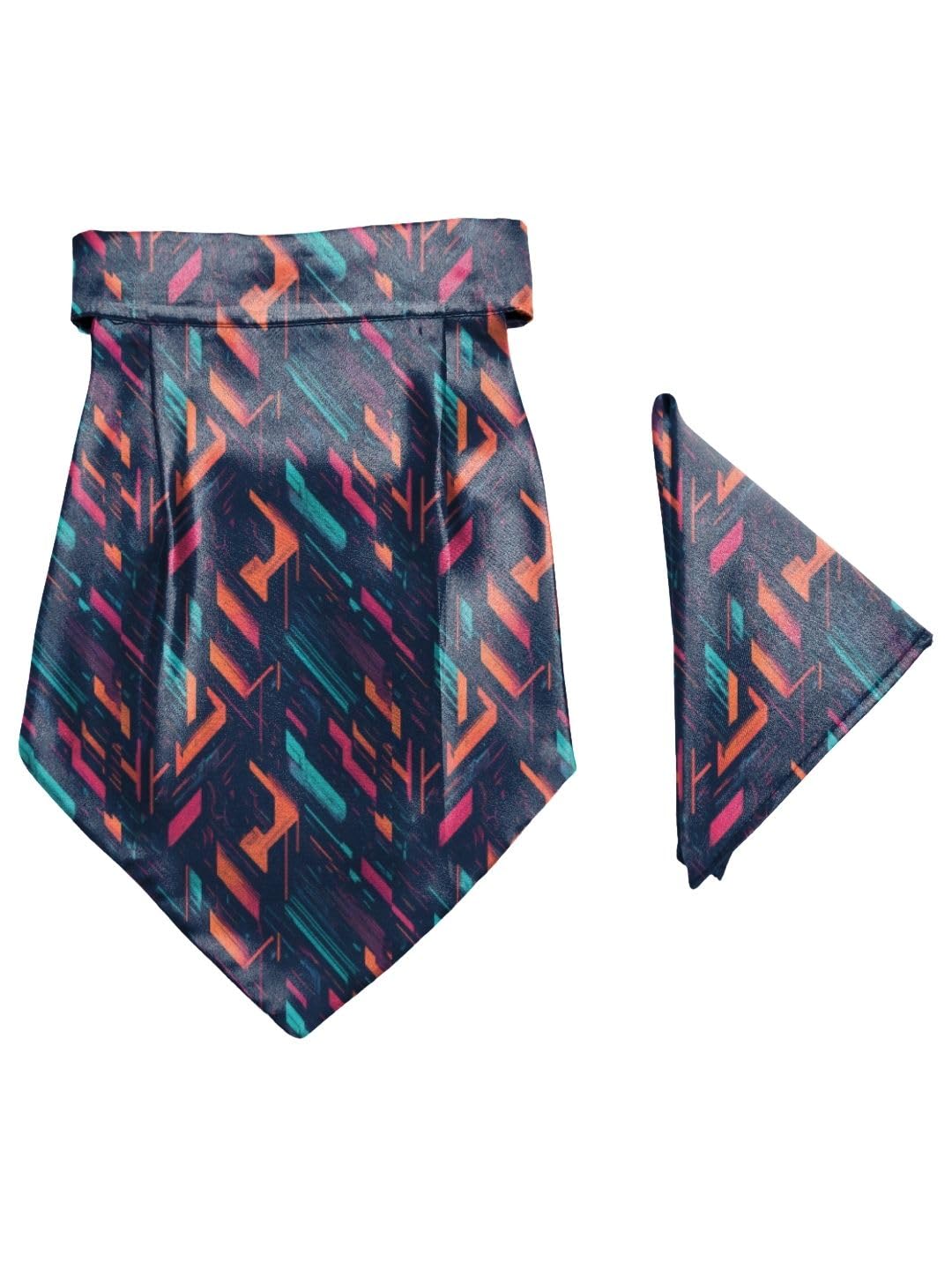 blacksmith Binary Bloom Printed Cravat and Macthing Pocket Square for Men-picture-11
