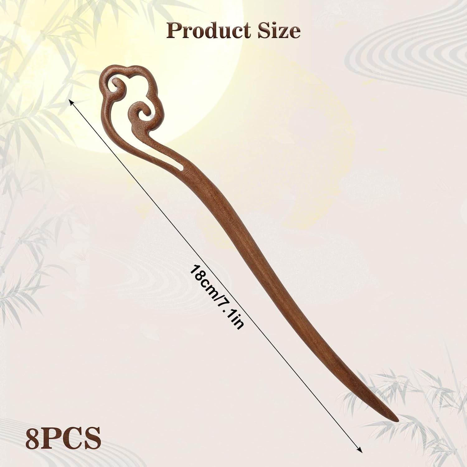 8 Pieces Wooden Hair Sticks Chinese Chopstick Hair Pins for Women Bun Maker Retro Classic Pattern Hair Sticks for Women Long Hair Handmade Chignon Maker Hair Accessories (Brown)