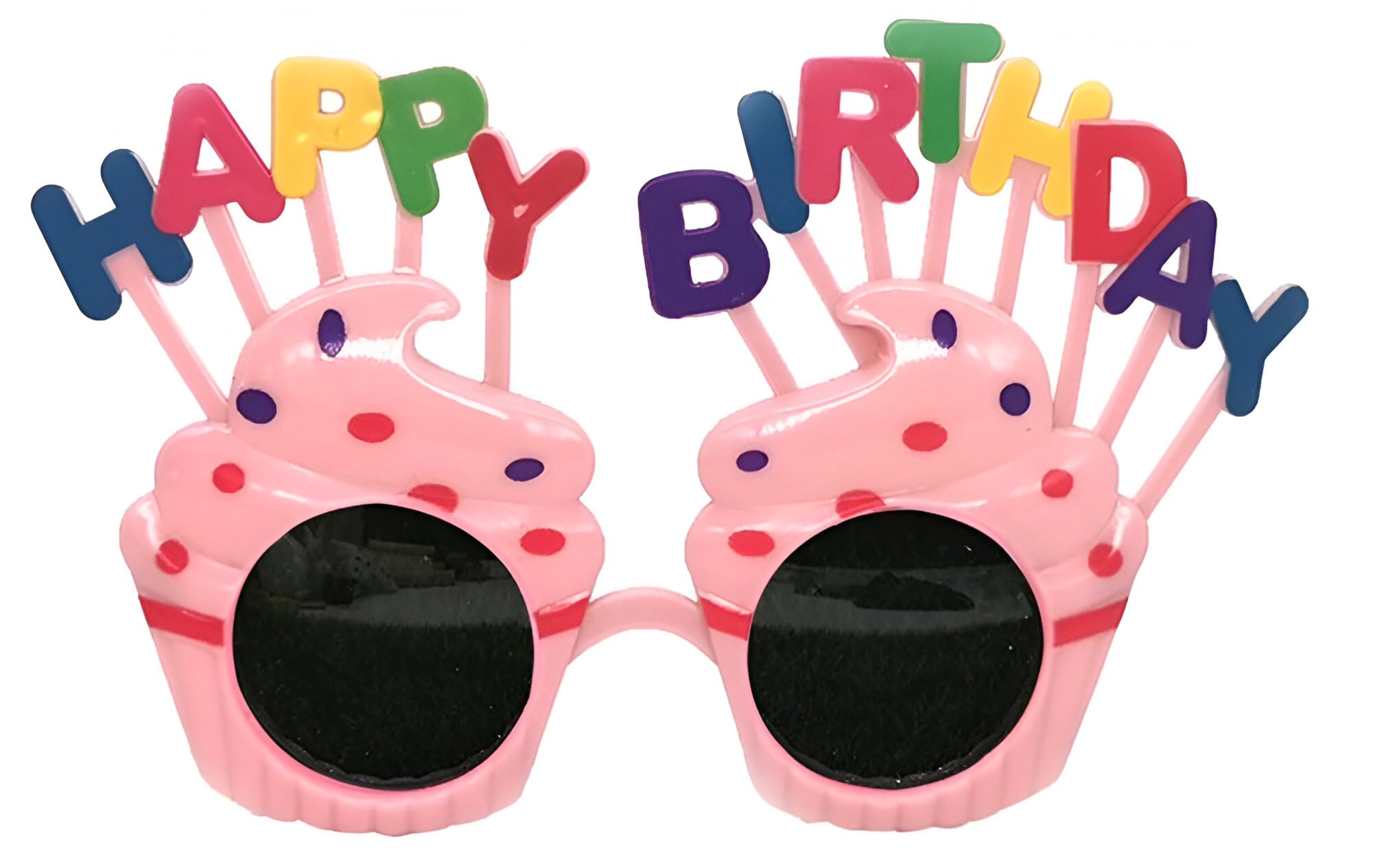 Fun Affairs Cup Cake Style Funny Happy Birthday Letter Party Pink Green multicolour Sunglasses/Goggles - Color Pink