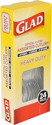 Miniatura 36 de Glad Glad - Tenedores de plástico surtidos para cubiertos, 24 unidades, cubiertos de plástico transparente y resistente, 8 tenedores, 8 cuchillos, 8