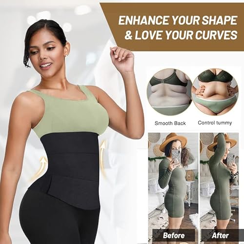 Waist Trainer For Women , Plus Size, Waist Wrap, Belly Band , Waist Wraps For Stomach & Non-Slip Pro Size Black #TOP1